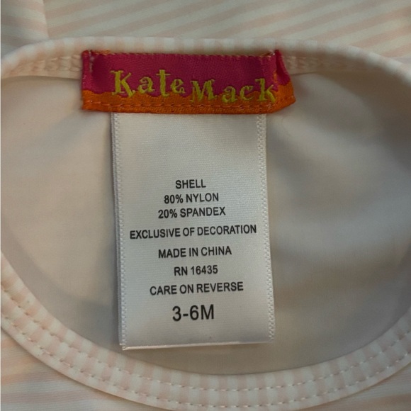 Kate Mack Swan Swimsuit Rashguard Shirt Pink Stripes Glitter 3-6 Months - Picture 6 of 7